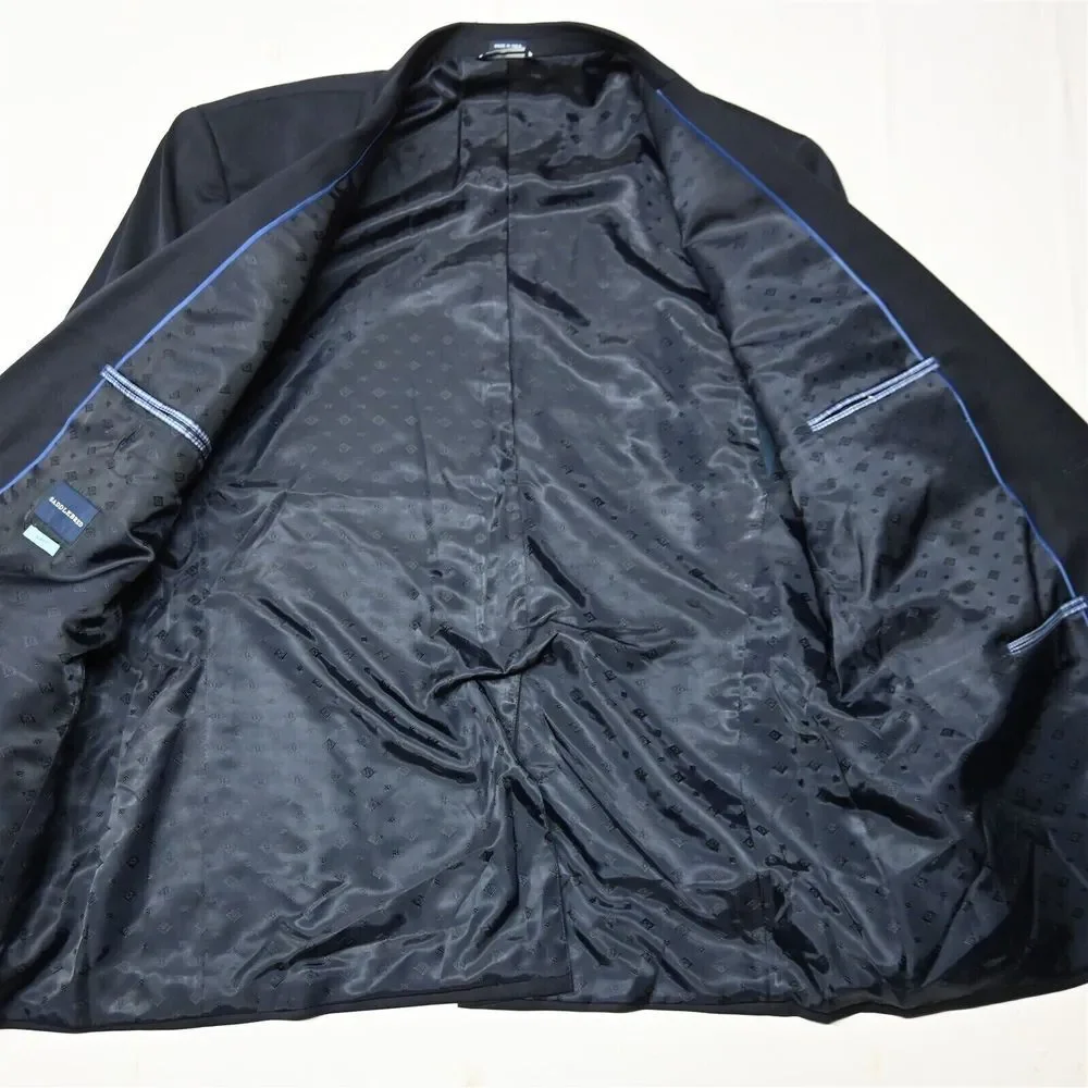 Saddlebred 48R Navy‎ Blue Stretch Wool Gold Button Mens Blazer Sport Coat Jacket